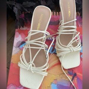 Fashion Nova White Strappy Heels